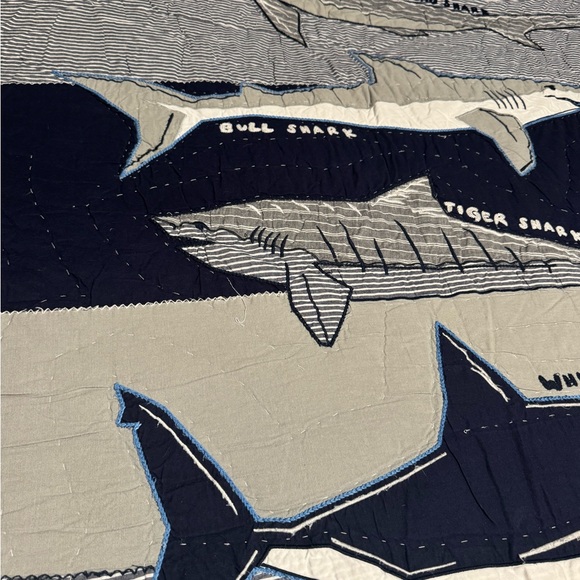 Pottery Barn Kids Shark Quilt in Blue and White - Picture 4 of 6